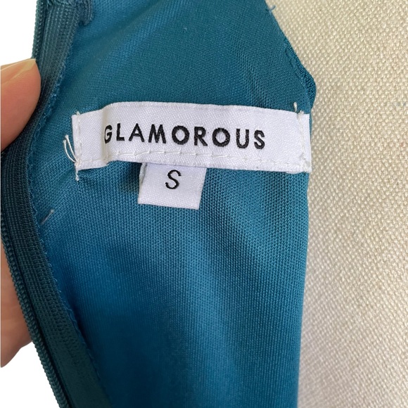 GLAMOROUS Sz S Aqua mini party dress with metal neckline detailing - Picture 6 of 8